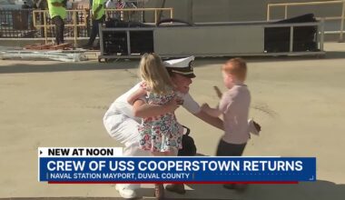 Families reunite as USS Cooperstown arrives at Mayport