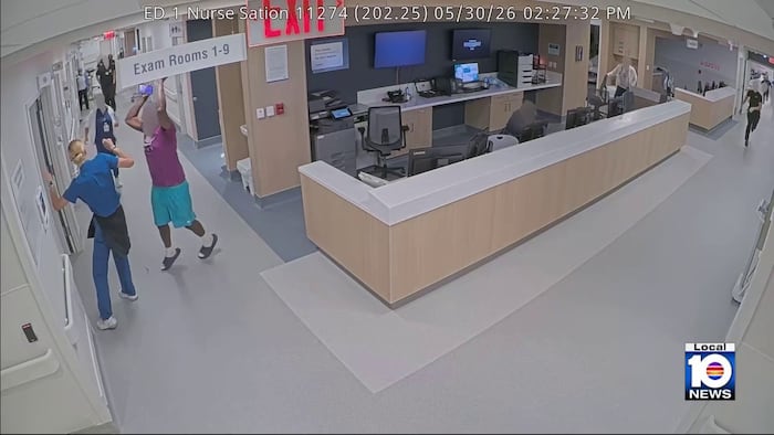 Surveillance video shows Jackson Memorial Hospital patient attack emergency room employees
