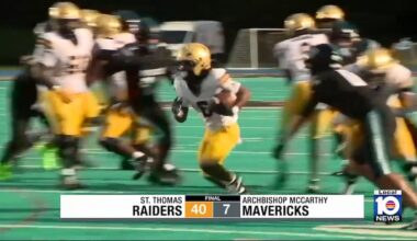St. Thomas rolls past Archbishop McCarthy 40-7, improves to 5-0
