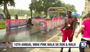 Rain doesn’t stop hundreds from showing up for 10th annual Pink Walk in Kendall