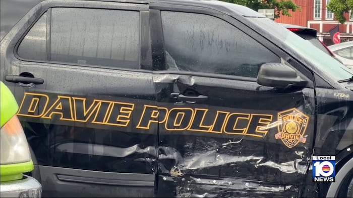 Davie police officer injured in crash