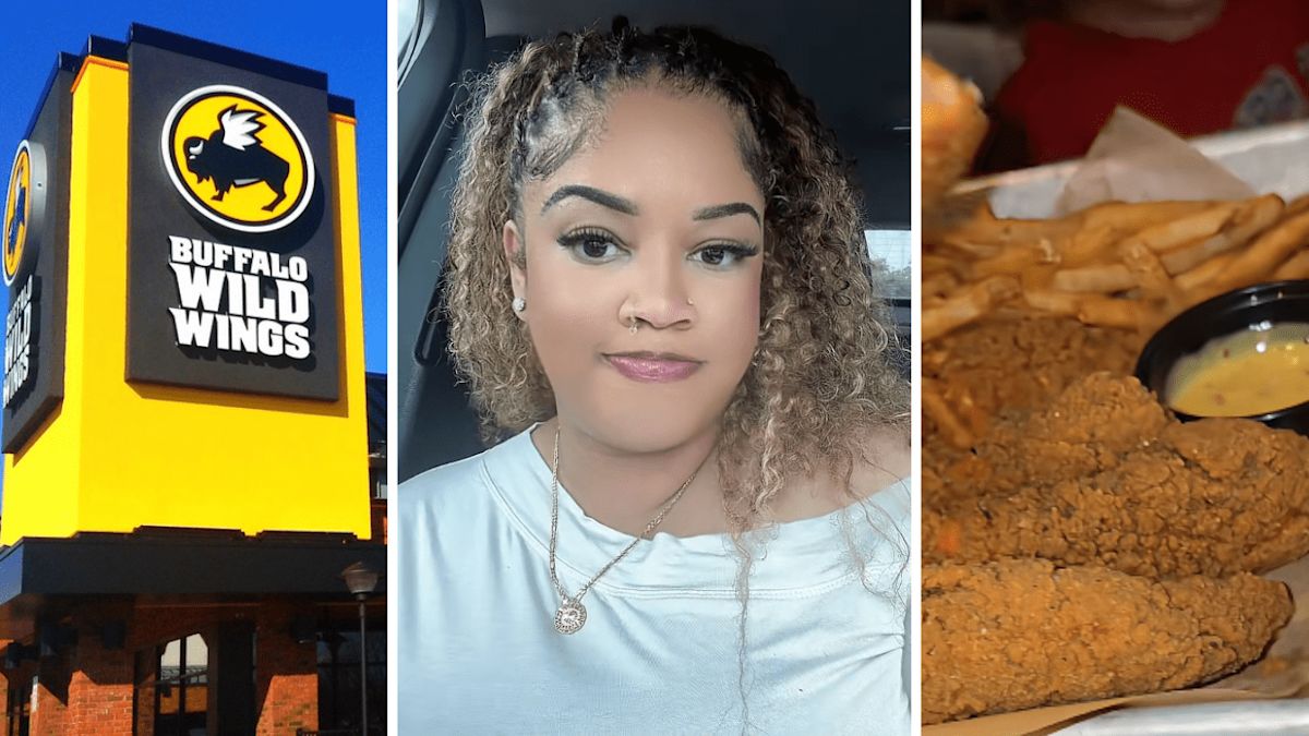 ‘That’s why I eat at home’: Florida woman takes a bite of Buffalo Wild Wings chicken tender. Then she looks inside