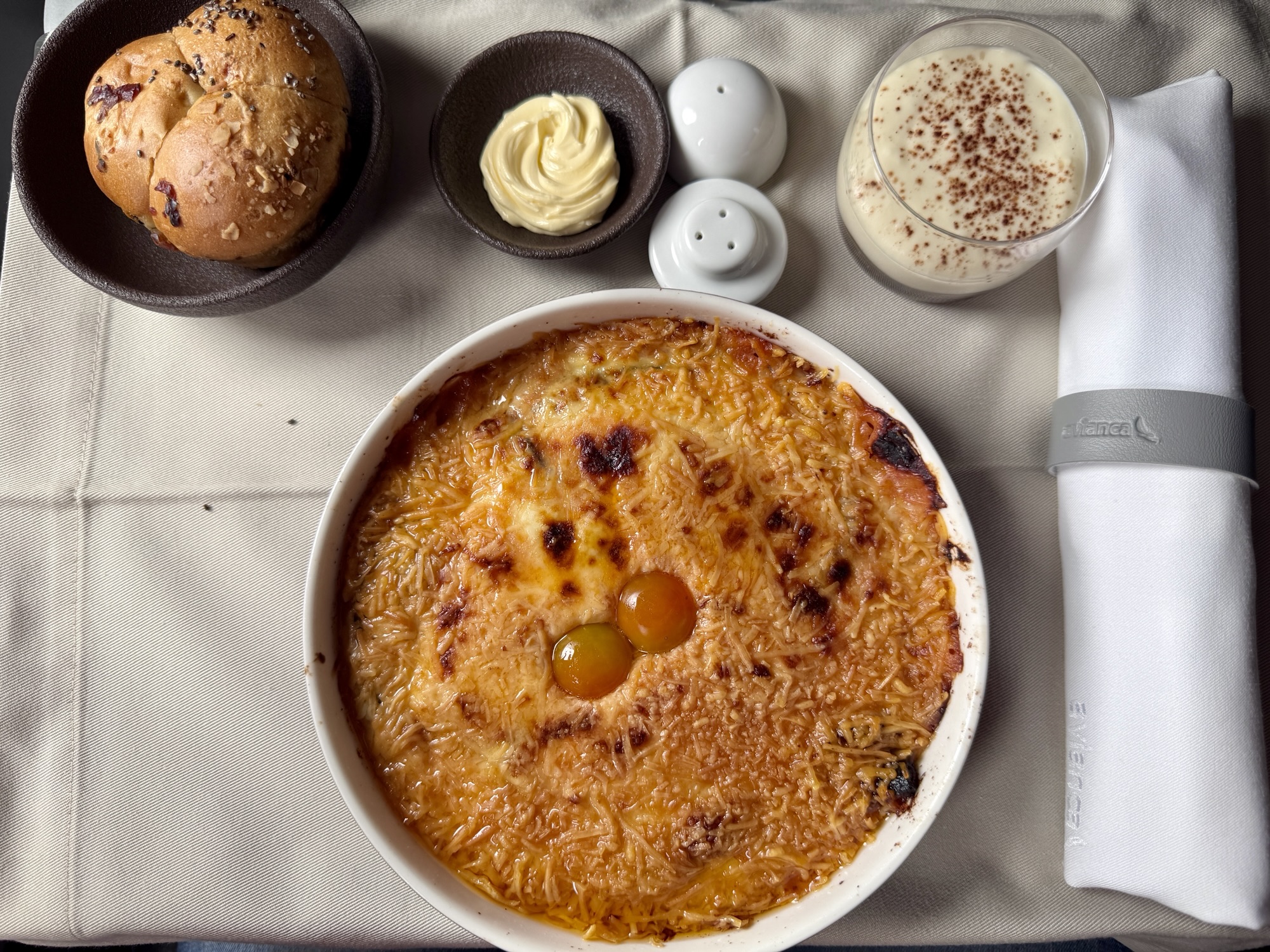 Eggplant lasagna Avianca business class MDE-MIA