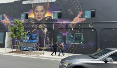 Colorful mural on the Dobbins Apartments building in Wynwood, home of the new Kush Korner burger restaurant