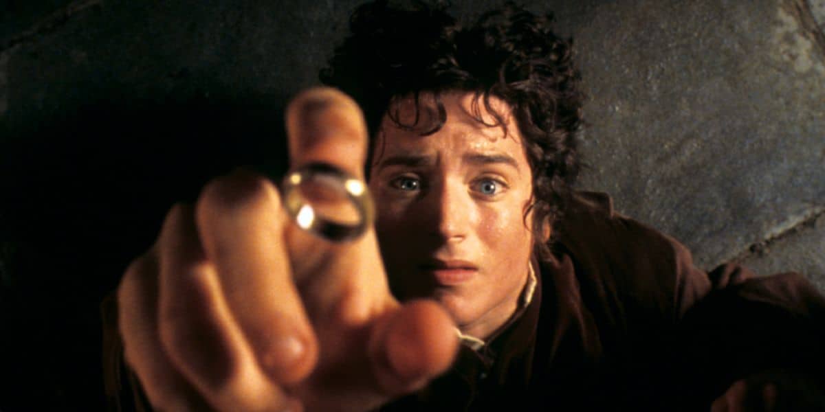 Frodo (Elijah Wood) with the One Ring falling onto finger, from 'Lord of the Rings'