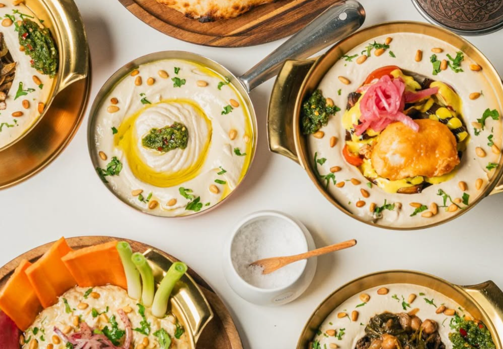 a platter of dishes