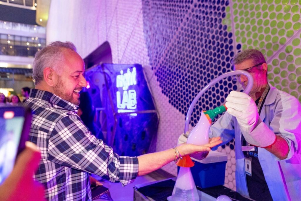 Science experiment demo at nightLAB at Frost Science