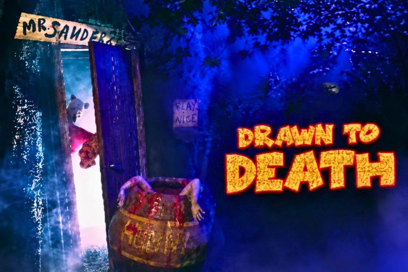 A Petrified Forest Drawn to Death graphic with winnie the pooh elements