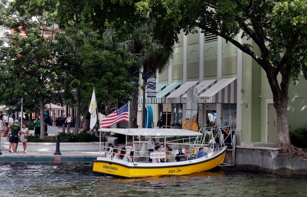 Fort Lauderdale's free river trolley service, shown on Sept. 12, is projected to hit 140,000 riders this year. The service itself is costing Fort Lauderdale taxpayers $255,000 a year. (Mike Stocker/South Florida Sun Sentinel)