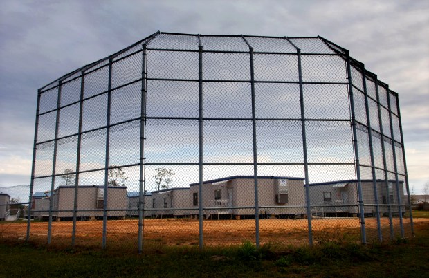 Portable classrooms fill the outfield of the baseball diamond at Camelot Elementary School in east Orange county, Dec.. 16, 2005. The school is the district's most crowded and has 45 portables. (Joe Burbank/Orlando Sentinel file)