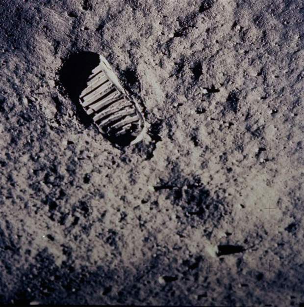 In this July 20, 1969 file photo, a footprint left by one of the astronauts of the Apollo 11 mission shows in the soft, powder surface of the moon. (NASA)