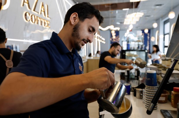 Hasham Yahya, owner of Azal Coffee near Cranes Roost Park in Altamonte Springs prepares an order, on Thursday, September 17, 2026. (Ricardo Ramirez Buxeda/ Orlando Sentinel)