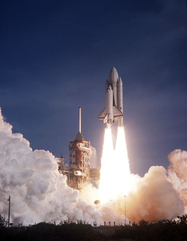Space Shuttle Columbia lifts off on its maiden flight April 12, 1981. (Red Huber/Orlando Sentinel file)