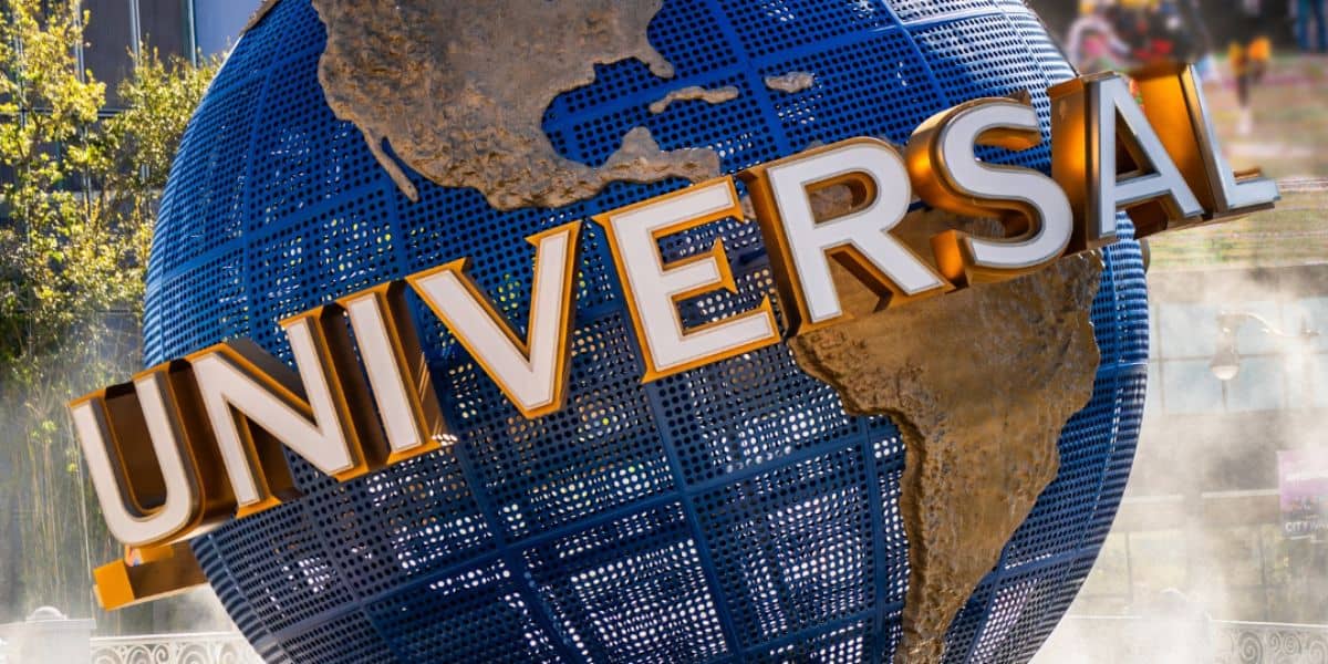 close up of universal orlando's spinning globe