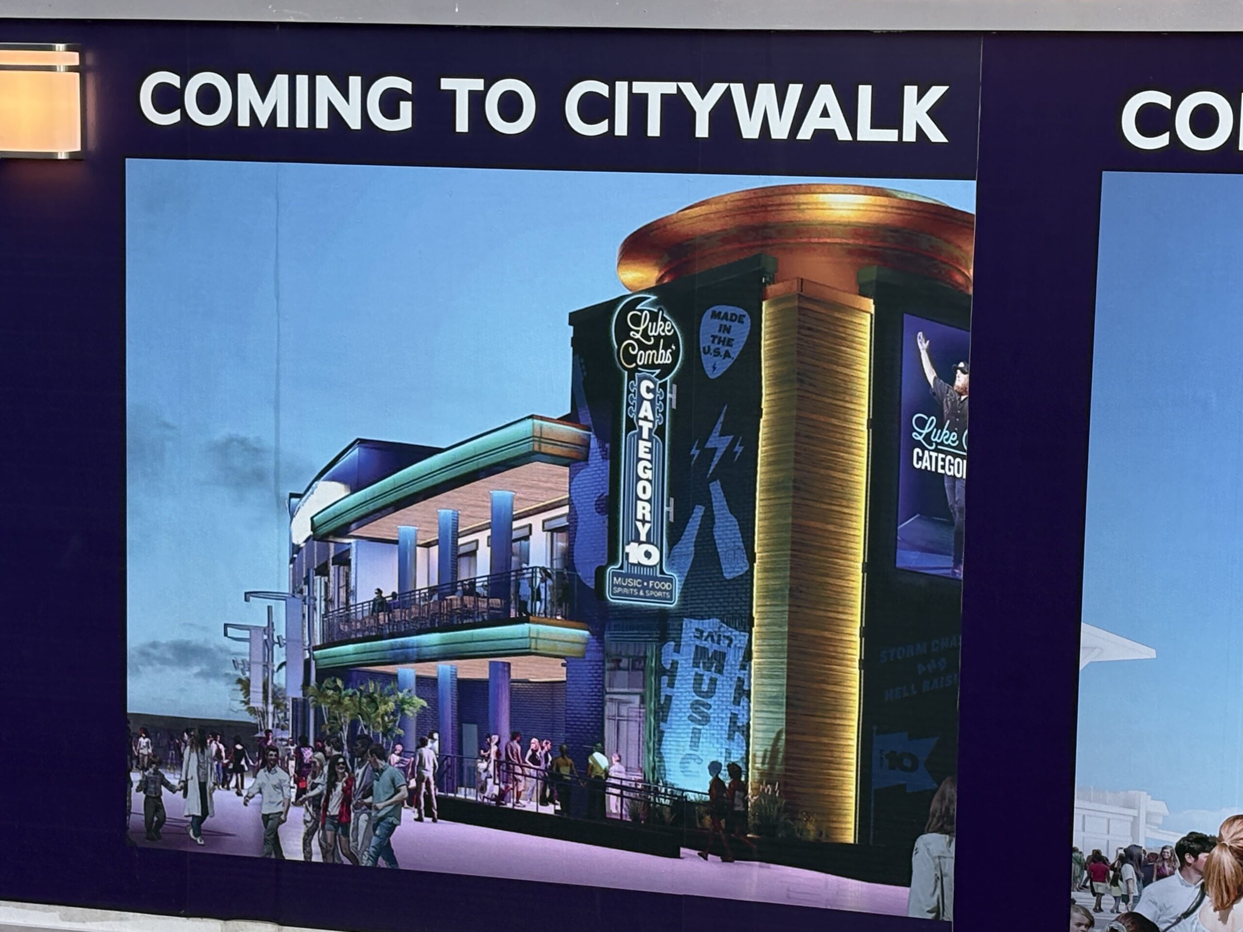 Luke Combs Category 10 Concept Art Added to Construction Walls in Universal CityWalk Orlando