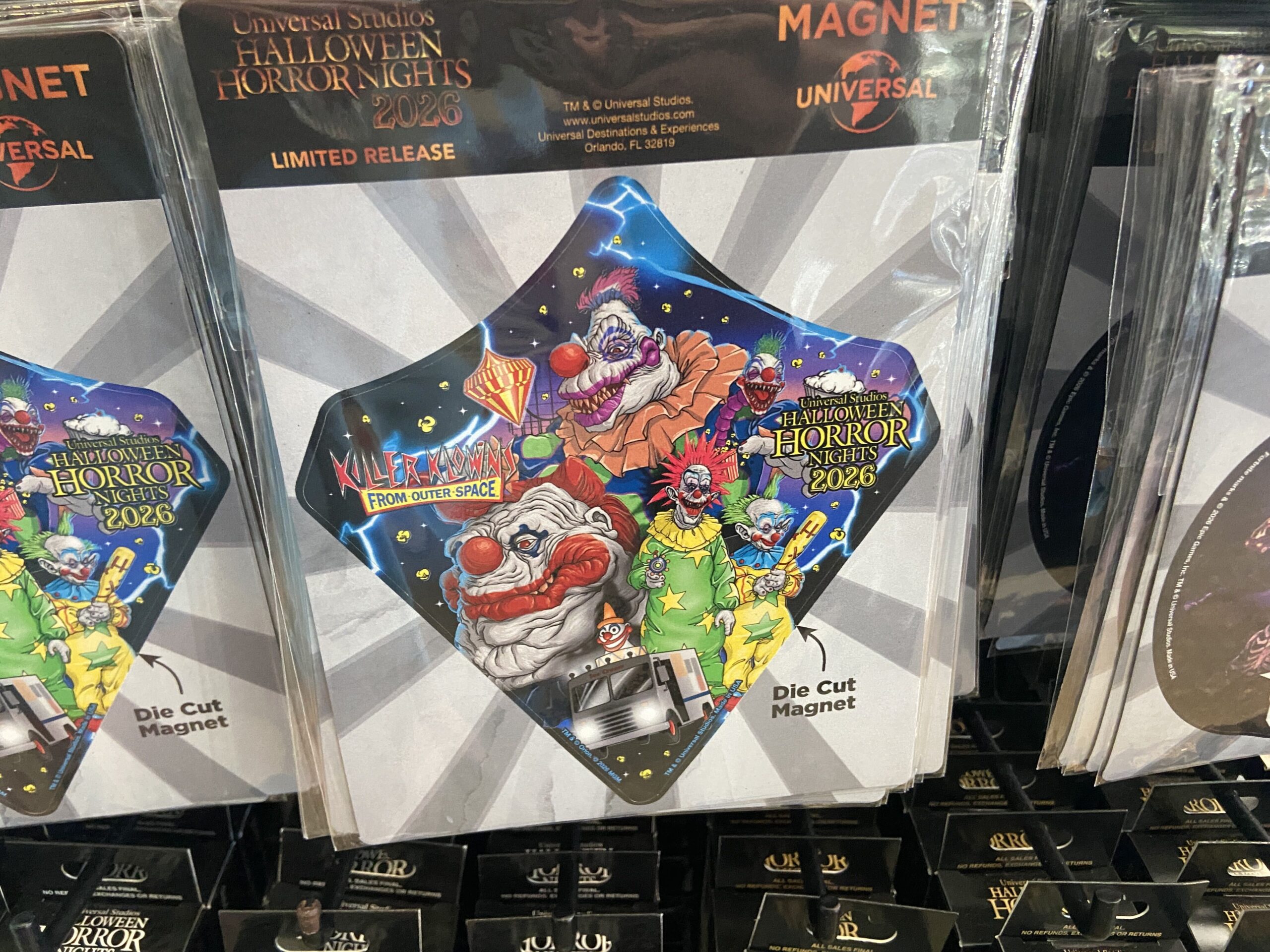 Each week of Halloween Horror Nights 35 at Universal Orlando Resort, a new magnet is released based on one of the event's icons or IPs. Here are all of the magnets released so far and a preview of upcoming magnets.