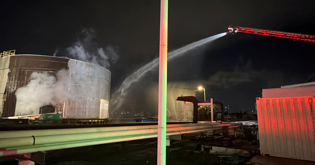Shelter-in-place issued as crews respond to sulfur tank fire on Harbour Island