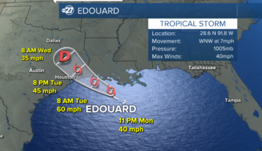 Tropical Storm Edouard aiming for upper Texas coastline