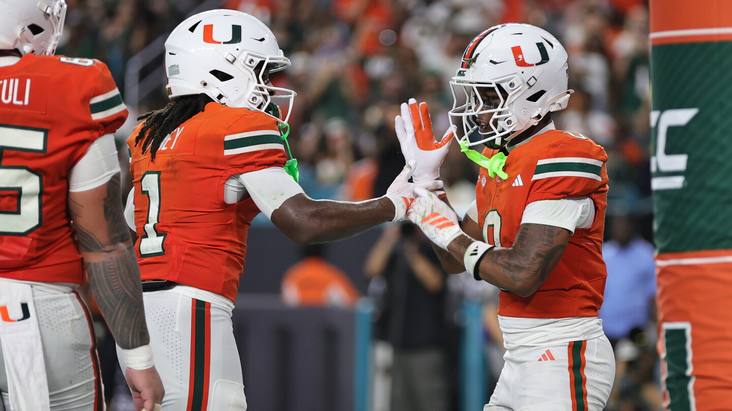No. 7 Miami gains school-record 856 yards, rolls past Florida A&M 77-7