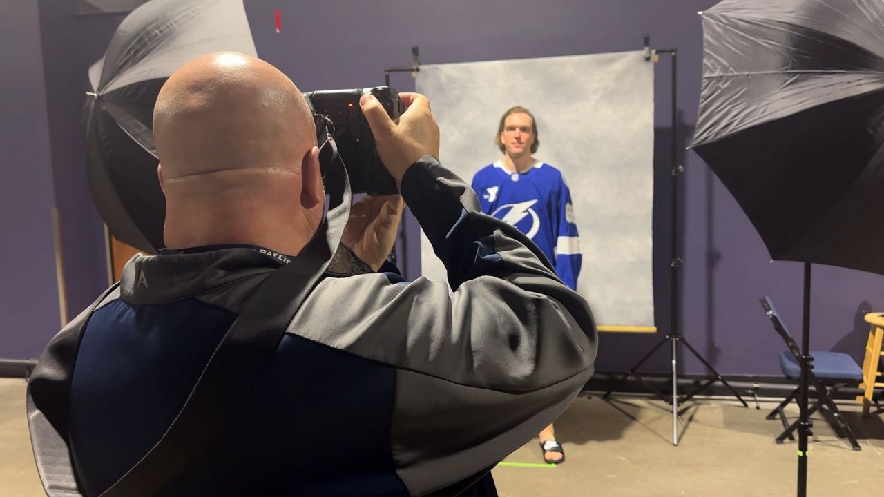 A photographer captures Tampa Bay Lightning goaltender Andrei Vasilevskiy. (Spectrum News/Michael Cairns)