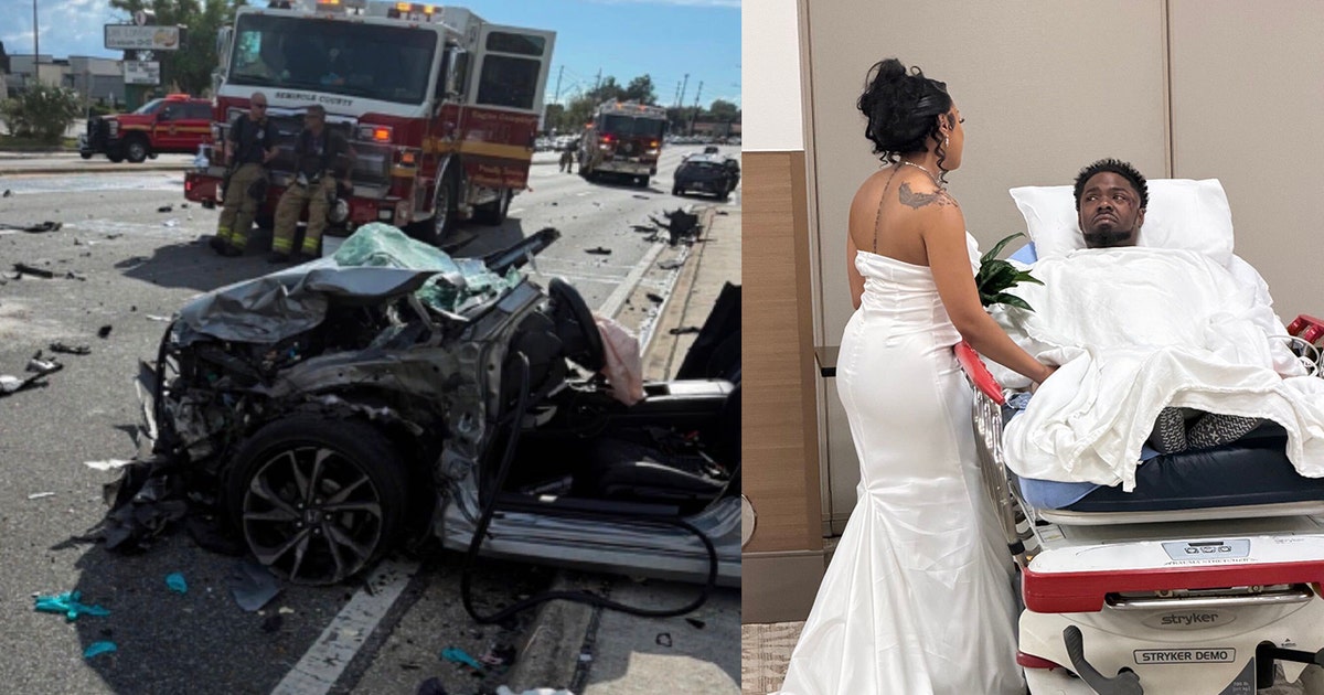 Central Florida groom survives head-on crash, marries bride hours later from hospital bed