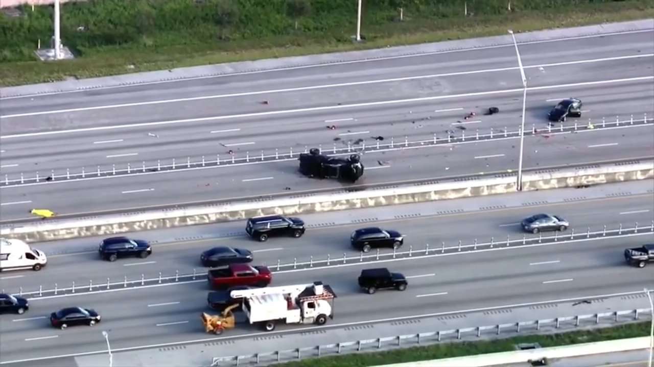 1 dead, 1 hospitalized after rollover crash on I-95 in Pompano Beach - WSVN 7News | Miami News, Weather, Sports