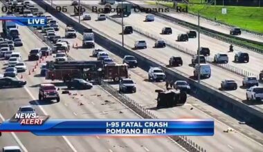 Crews respond to fatal crash on I-95 in Pompano Beach; most NB lanes closed - WSVN 7News | Miami News, Weather, Sports