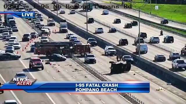 Crews respond to fatal crash on I-95 in Pompano Beach; most NB lanes closed - WSVN 7News | Miami News, Weather, Sports
