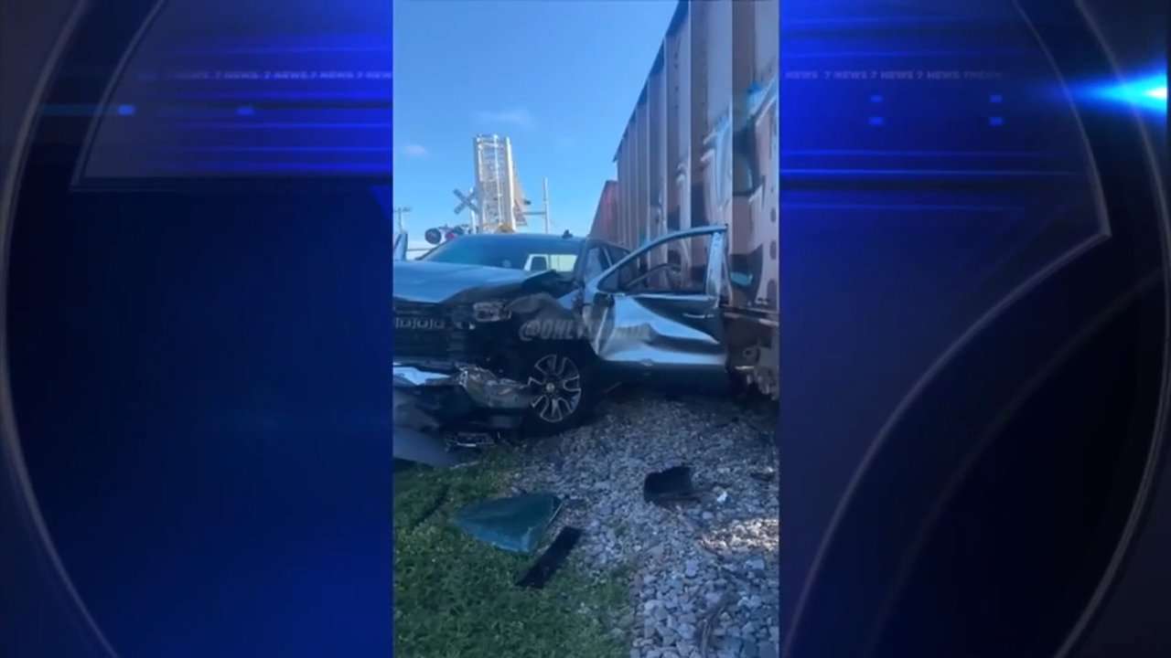 Pickup truck and freight train collide in SW Miami-Dade; no injuries reported - WSVN 7News | Miami News, Weather, Sports