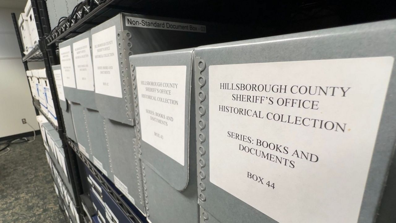 A picture of just some of the boxes which will be stored at USF. (Spectrum News/Jeff Butera)