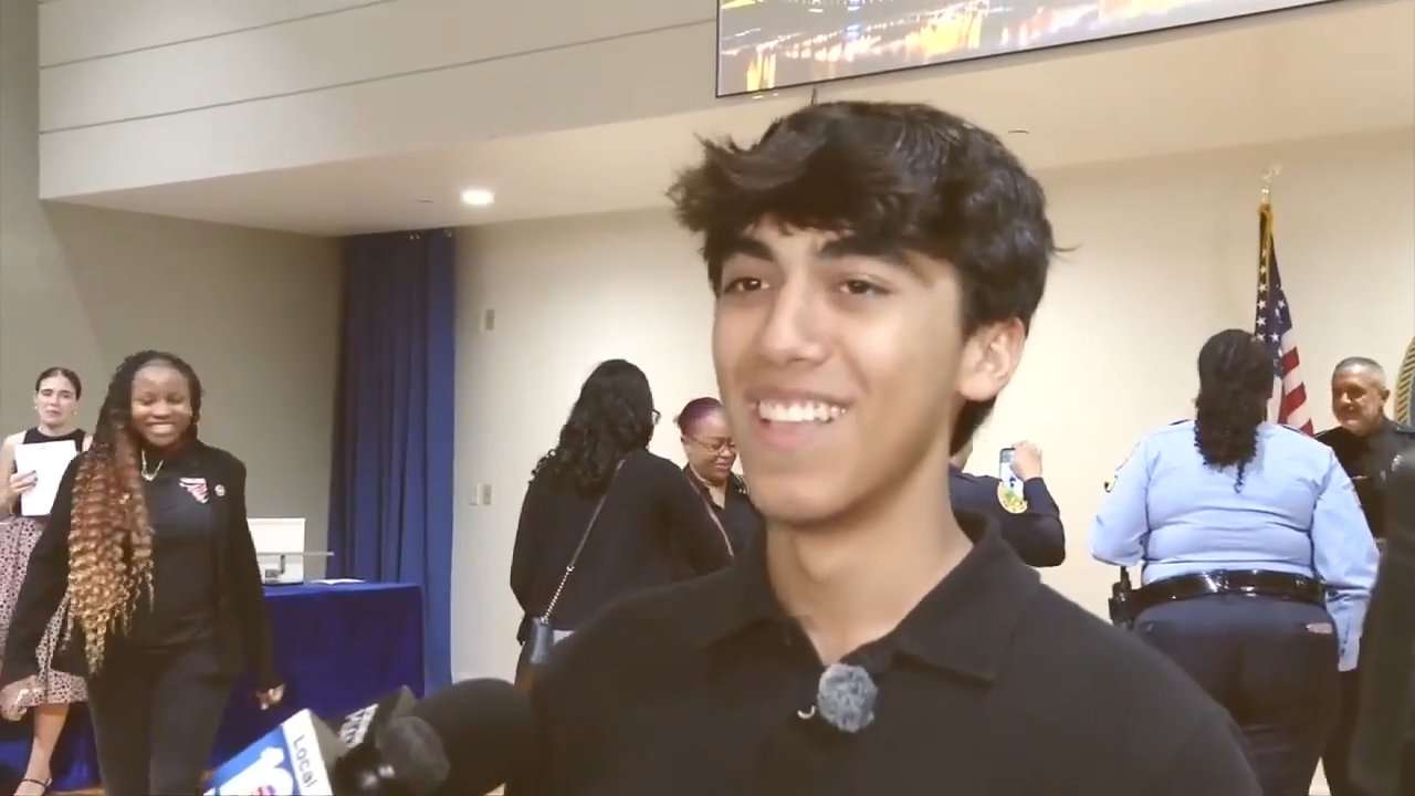 High school senior dubbed ‘Spider-Man of Brickell’ given hero award by Miami Police for brave actions - WSVN 7News | Miami News, Weather, Sports