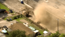 Crews were responding to a major gas leak after an excavator struck a gas line in Hollywood on Friday, officials said.