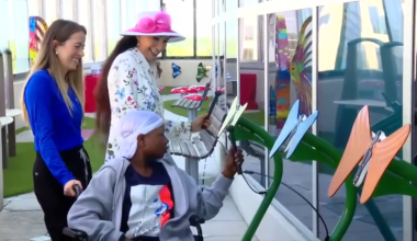 Joe DiMaggio Children’s Hospital, Rick Case Automotive Group debut interactive projection garden for patients - WSVN 7News | Miami News, Weather, Sports