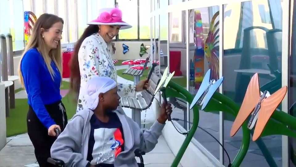 Joe DiMaggio Children’s Hospital, Rick Case Automotive Group debut interactive projection garden for patients - WSVN 7News | Miami News, Weather, Sports