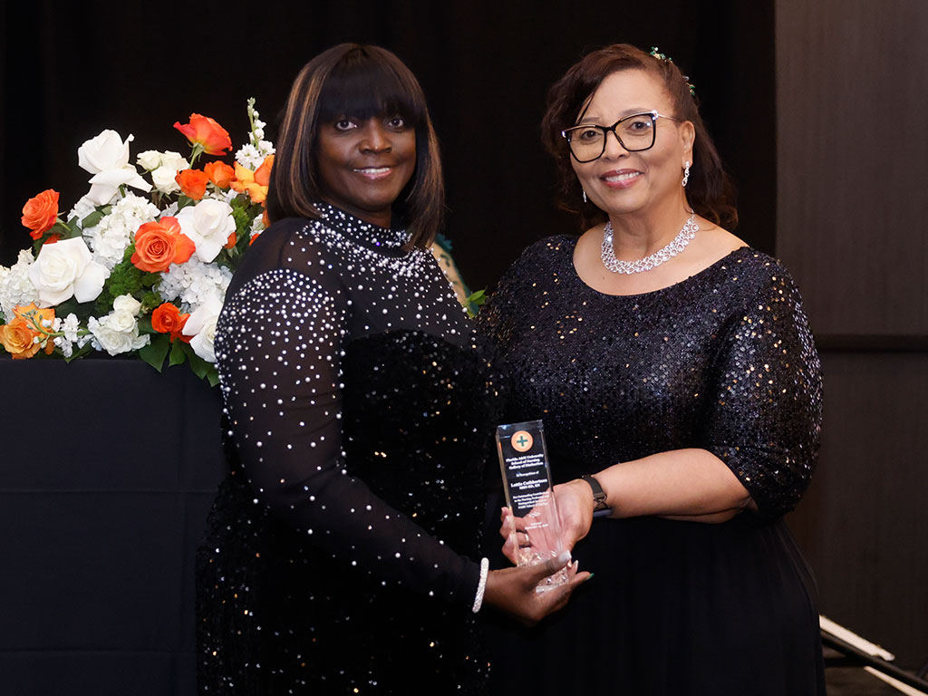 A FAMU School of Nursing honoree receives an award during the school’s 90th anniversary commemorative gala, celebrating generations of nursing excellence, leadership and service. (Photo Courtesy: Steve Byrum)
