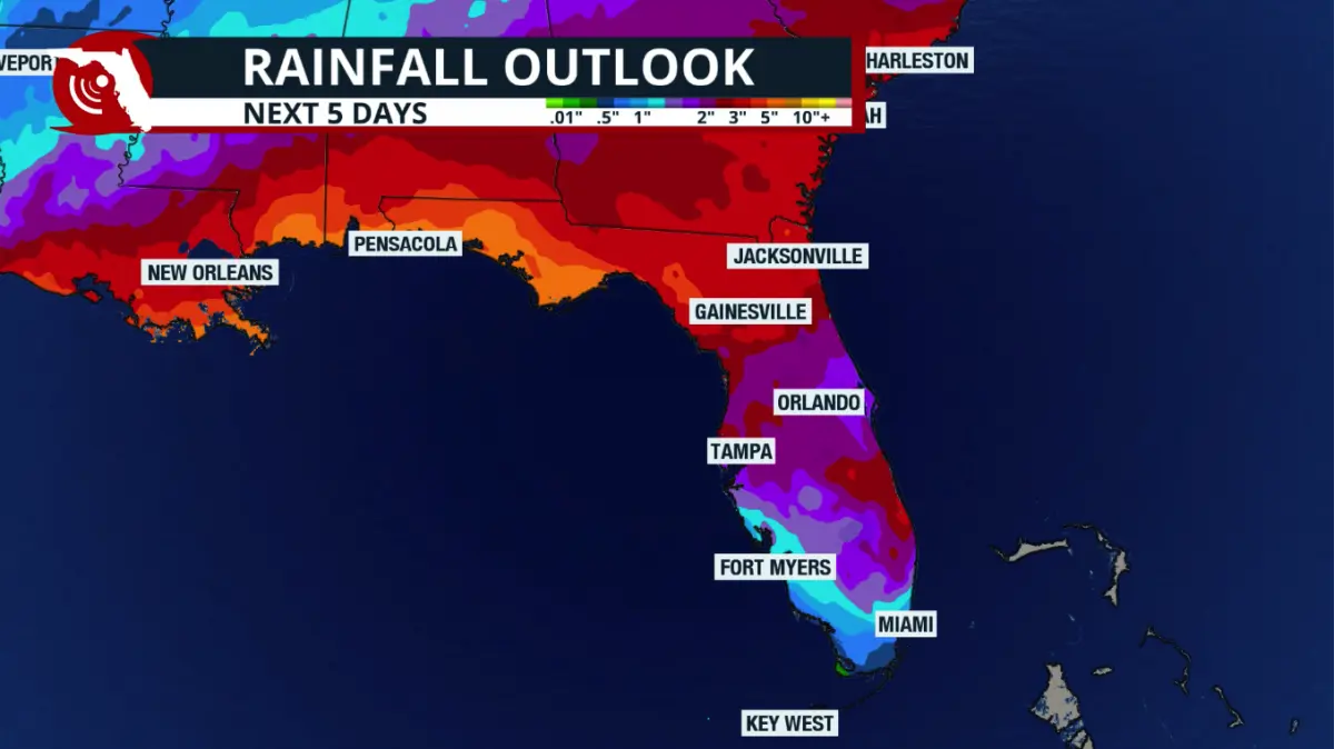 Rainfall forecast between Thursday (Oct 1) night and Tuesday night. (Oct 6)