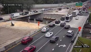 Traffic Alert: Crash on I-95 South between Golfair Blvd. and MLK Pkwy. causing backups