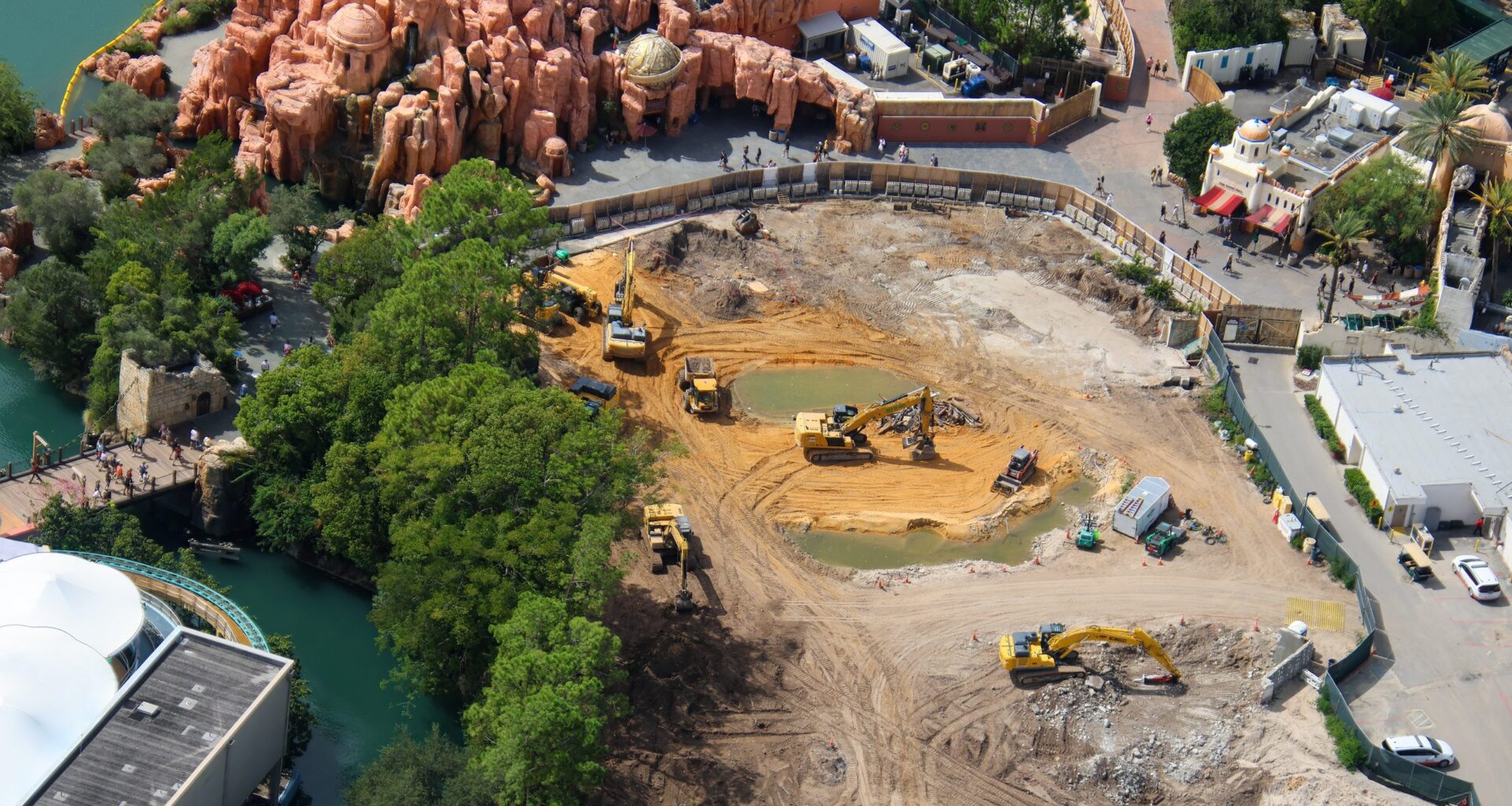 Service Road Construction, Retaining Wall Extended in Lost Continent at Universal Islands of Adventure