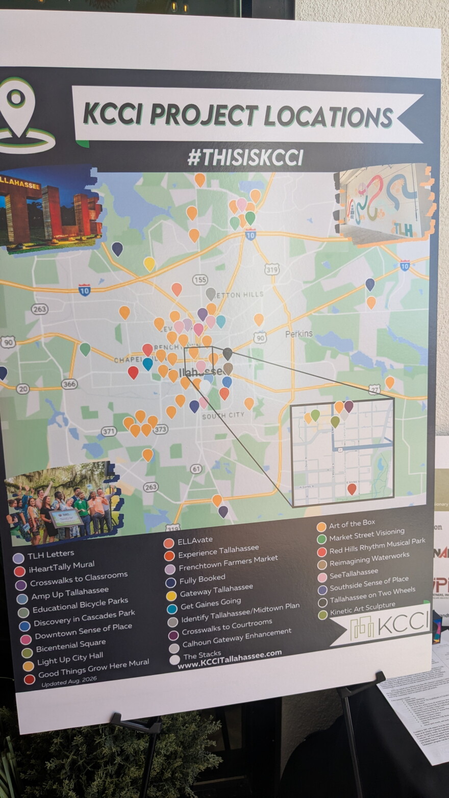 A poster showing the 40+ KCCI project locations.