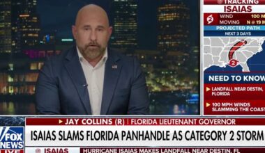 Florida Lt Gov Jay Collins says early signs aren’t dire from Hurricane Isaias’ landfall