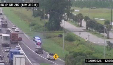 Car flips into ditch, slows traffic on I-95 near SR 207; injury reported