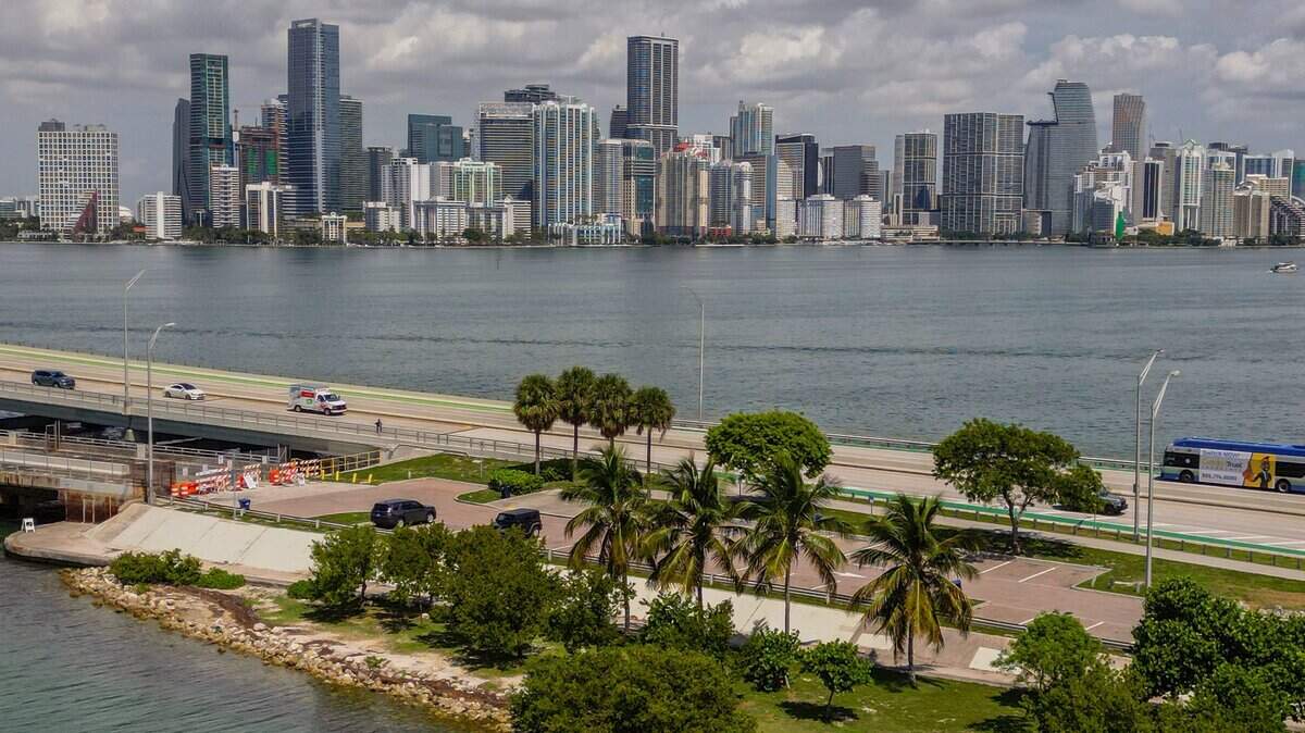 The Miami skyline from the Rickenbacker Causeway.