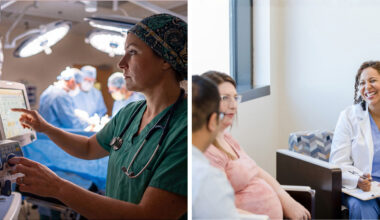 Collage of two photos representing newly launched FIU/Baptist Health residency programs.