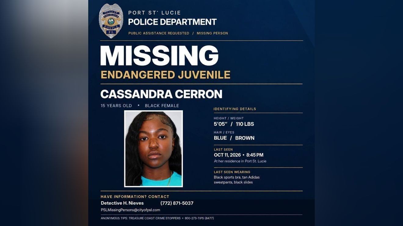 Police search for missing, endangered 15-year-old girl in Port St. Lucie