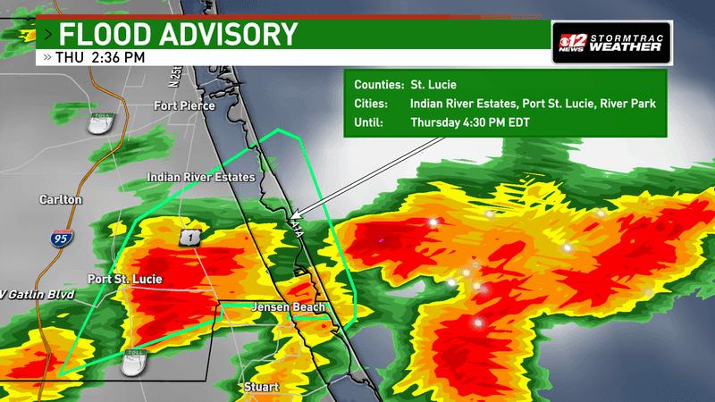 A Flood Advisory is in effect for St. Lucie County until 4:30 p.m. (WPEC)