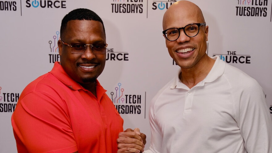 Ted Lucas (left), Slip-N-Slide Records founder and tech entrepreneur, with tech investor and author Hilmon Sorey.