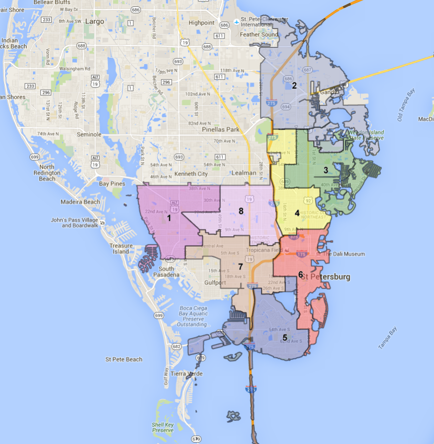 Map of city council districts
