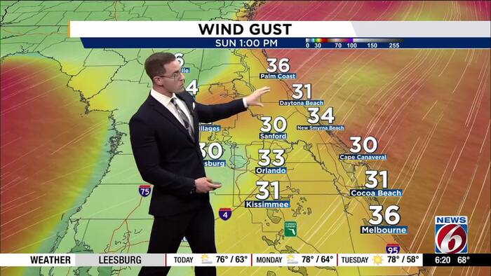 Windy & Cooler Sunday as 60s return to Central Florida
