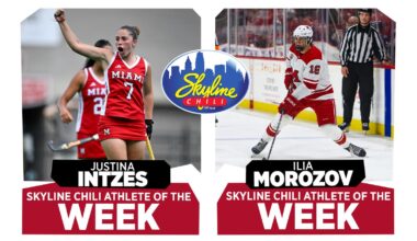 Intzes, Morozov Named Skyline Athletes of the Week