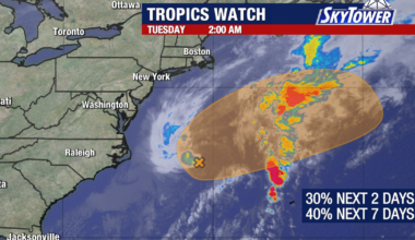 Tropical development chance grows for low pressure off Carolinas
